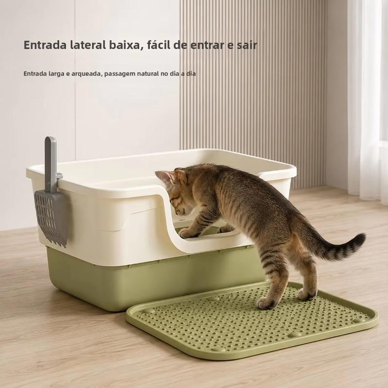 1Set Large Semi Enclosed Cat Litter Box With Free Litter Scoop Deodorant Pack Anti Splash Cat Litter Mat For Indoor Cats