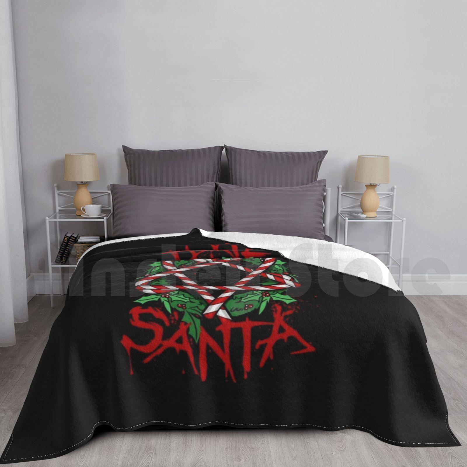 Hail Santa Christmas Design Blanket For Sofa Bed Travel Christmas Santa Claus Santa Christmas Tree Size: 75*100cm, Weight: 230 GSM