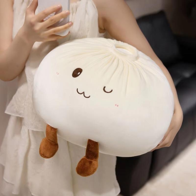 Super Soft Plush Material Steamed Bun Plush Pillow Pp Cotton Filled Fluffy Comfortable Dumpling Plush Toy Stress Relief