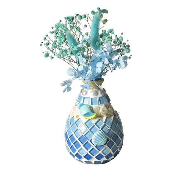 1 Set Handmade Mosaic Vase Kit with Wooden Vase Mosaic Tiles Tools Kids Adults Beginner Handcrafted