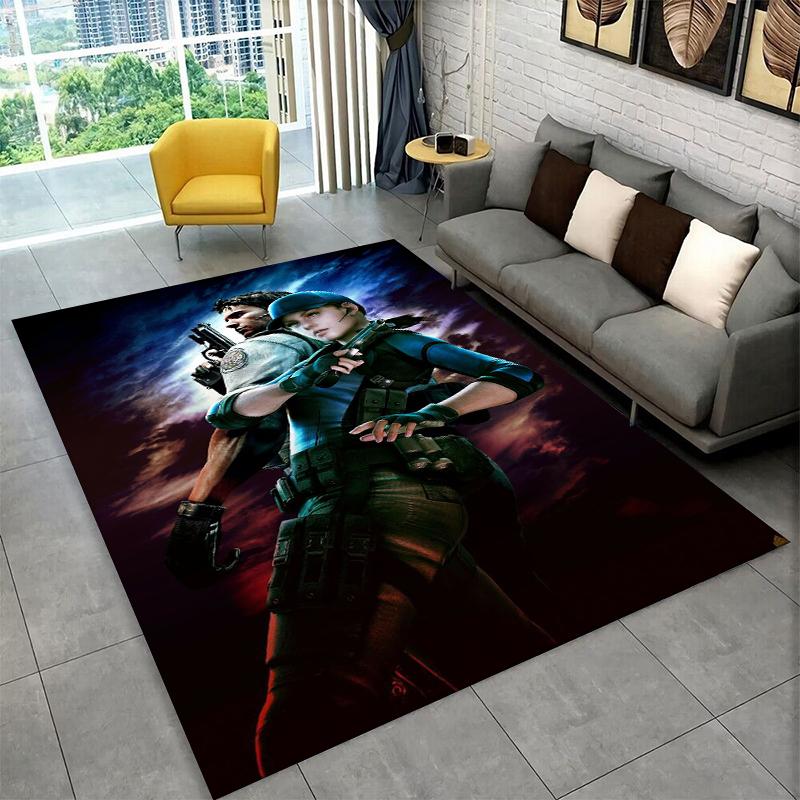 Tappeto Cartoon 3D R-Resident Evil Leon per Camera da Letto Soggiorno Divano Sala Giochi Zerbino Decorazioni per la Casa, Tappeto per Area Bambini Antiscivolo