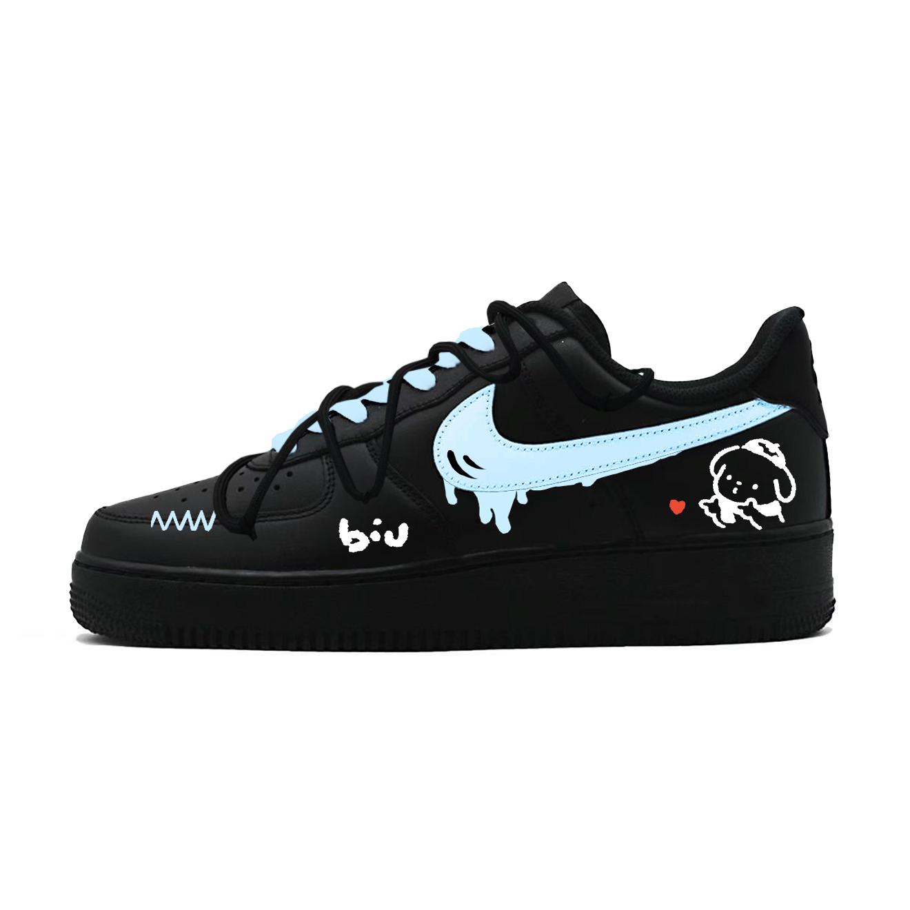

Nike Air Force 1 Air Force 1, Boba Baby Abrasion Resistant Slip Resistant Low top Skateboard Shoes Unisex Black Blue CW2288-001(Team473-) 35.5