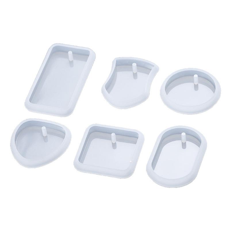 Geometric Love Heart Round Ellipse Square Rectangle Shield Shaped Pendant Mold UV Crystal Resin Perforated Silicone Mold