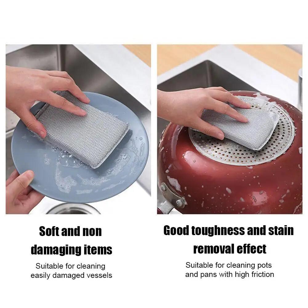 Ocelový drát Houba na mytí nádobí Oboustranná čisticí houba Nepřilnavá olejová kuchyňská utěrka na nádobí Opakovaně použitelný domácí čisticí nástroj