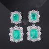 S111 Silver Needle European and American Popular Simulation Jewelry Accessories Set, Paraiba Three-piece Women's Set