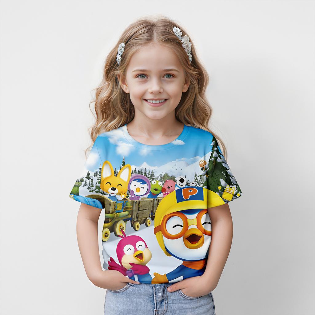 Children Summer Cartoon Girls Fashion T-shirt 3D Print T-shirt Casual Kids Top Casual 2024 New Clothes