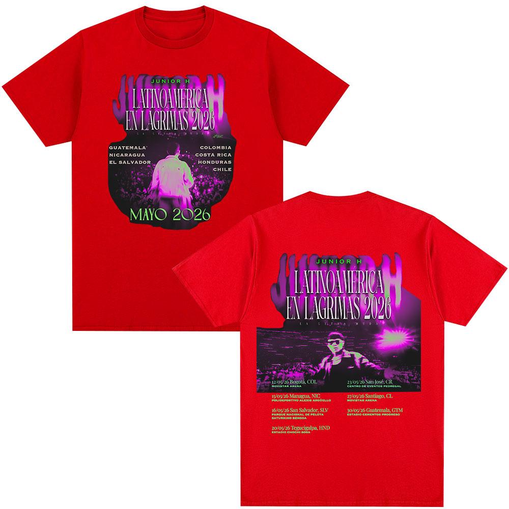 

ZX Junior H Latinoamerica En Lagrimas Tour 2026 Tshirt Men Women Clothing Fashion Short Sleeve T Shirt Cotton Oversized Tshirts S