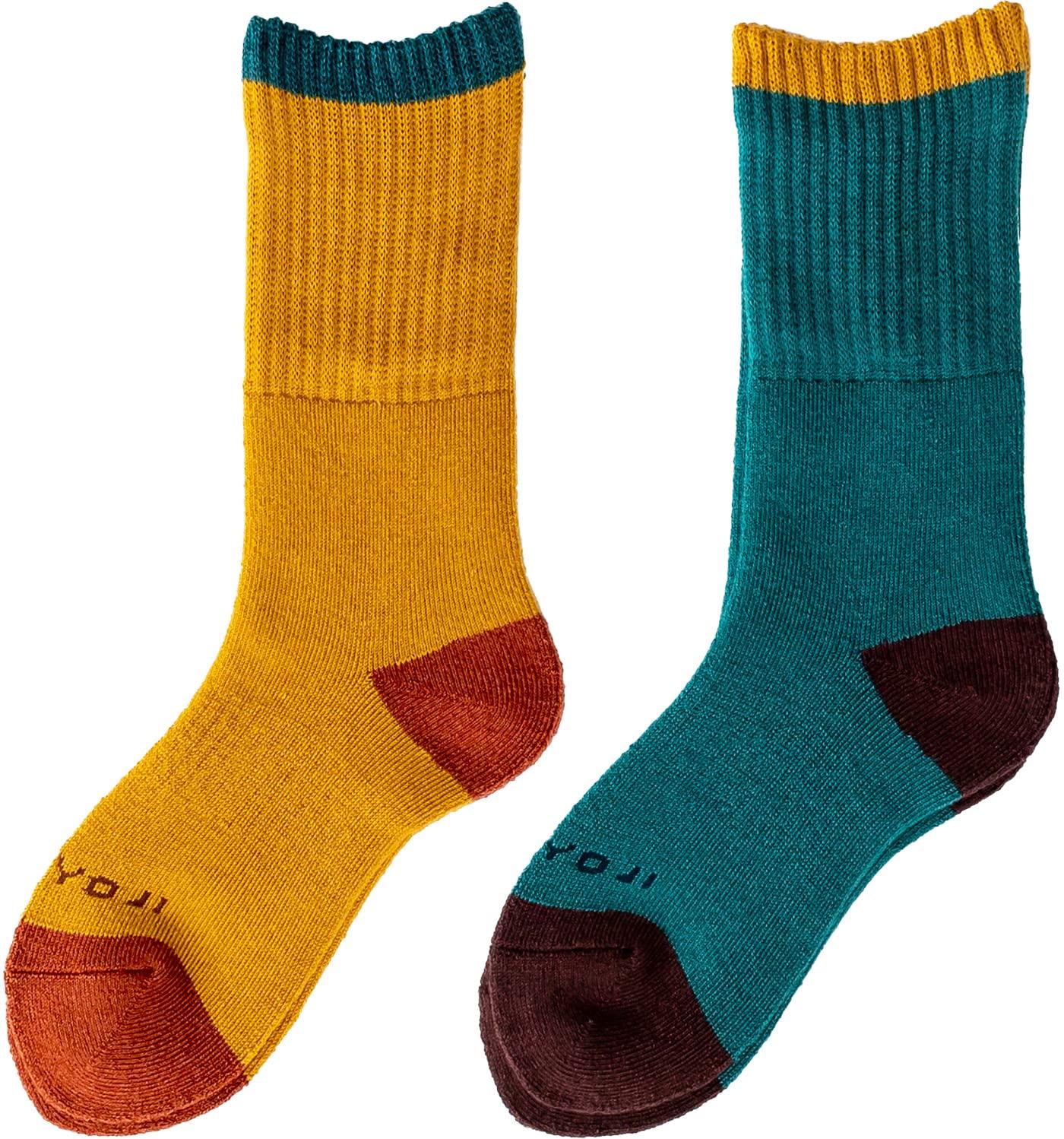 

[Chiyoji Socks] Authentic Trekking Socks (Hiking Socks) Women s 2-Pair Pack 22-24cm Cognac & Bottle Green Made in Japan