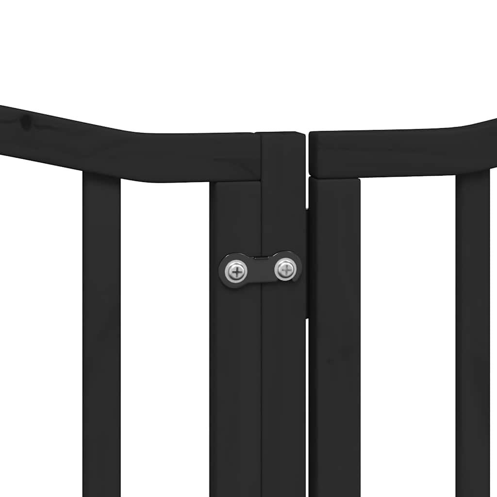 9 Piece Foldable Black Dog Gate 450 cm Poplar Wood