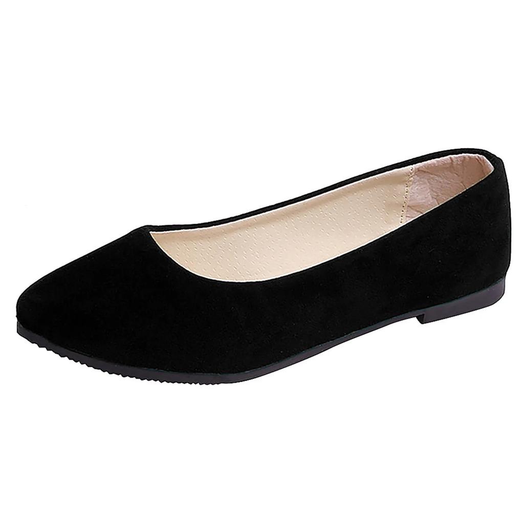 2026 Women Suede Square Flat Heel Shallow Female Shoes Spring Summer Square Toe Basic Concise Women Pumps Size 34-39