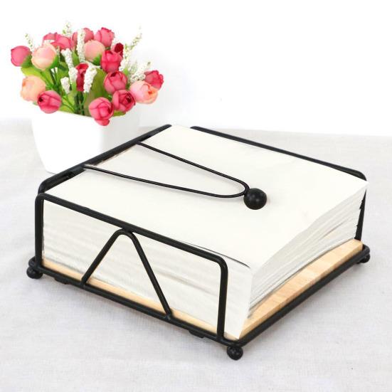 Rustic Style Flat Napkin Holder Metal Kitchen Square Paper Box Countertop Table Tissue Paper Dispenser