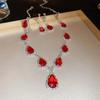 Luxus Perlen- & Diamant-Wassertropfen-Ohrring- & Halsketten-Set - Elegante High-End Damenmode