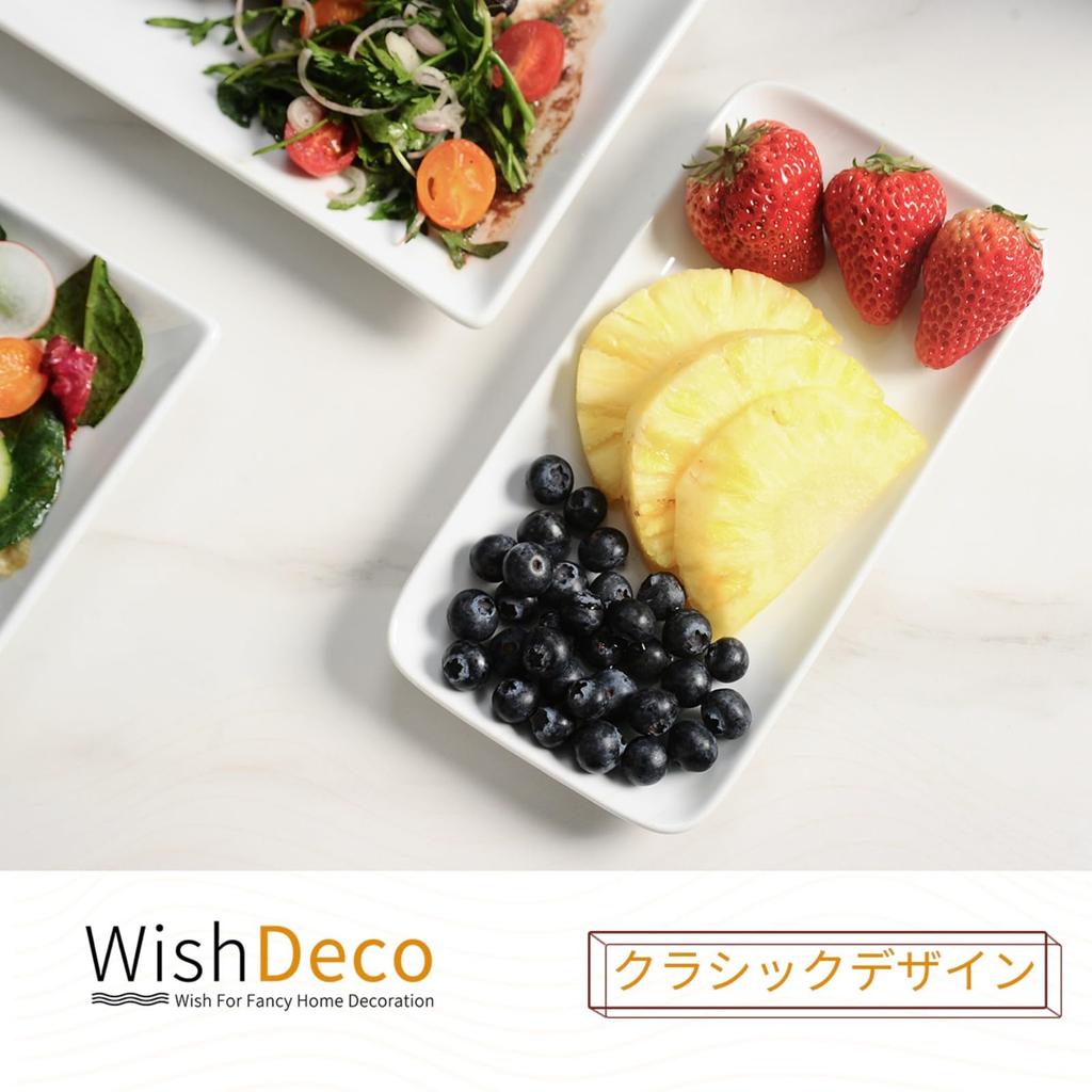 WishDeco Set of 6 Rectangular Plates, 23 X 12 Cm, Suitable for Grilled Fish, Sushi, and Other Oven-Safe Dishes, White, Microwave Safe