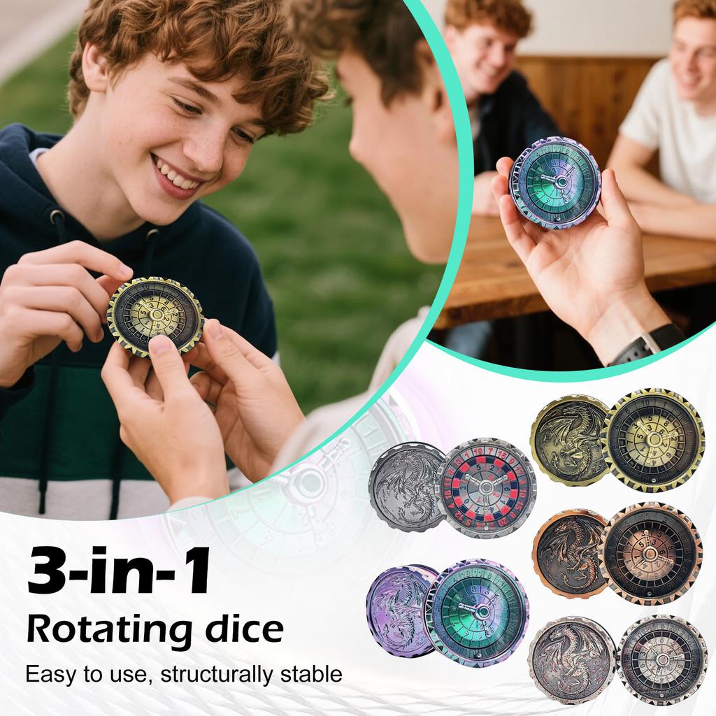 Roulette-Würfel für Würfelset, 7 in 1 Drachen-Metallwürfel mit Geschenkbox für Dungeons-Spiel, RPG-Rollenspiel-Tischspiel-Geschenk