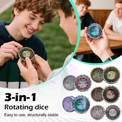 Roulette Dice For Dice Set, 7 In 1 Dragon Metal Dice With Gift Box For Dungeons Game, RPG Role Playing Table Game Gift