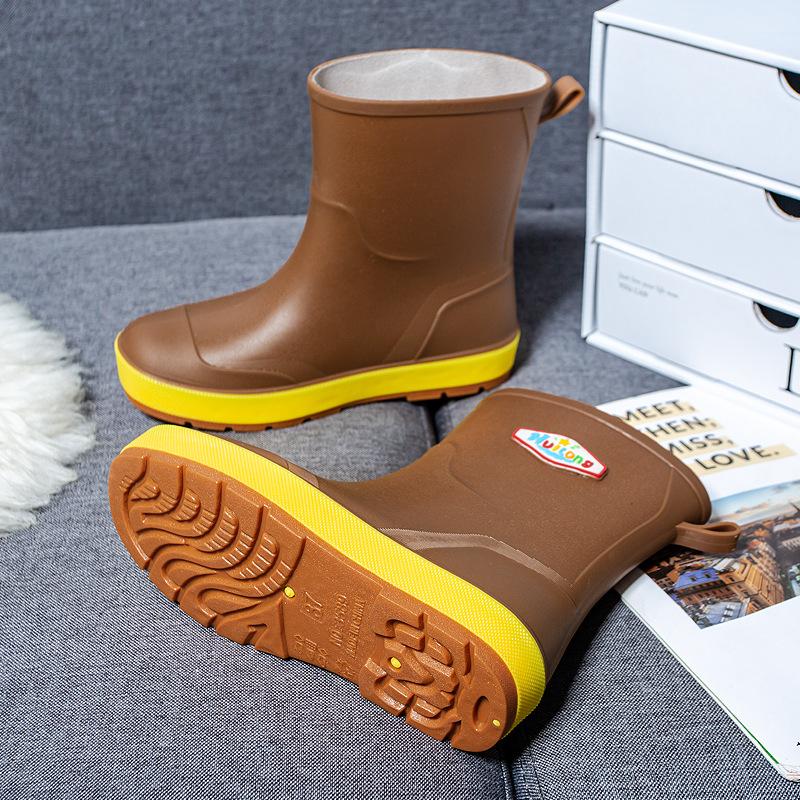 

Модные непромокаемые туфли, женские трендовые короткие туфли для воды, всесезонная рабочая обувь для улицы, автомойка, низкие водонепроницаемые нескользящие резиновые сапоги 40 дубильная кора