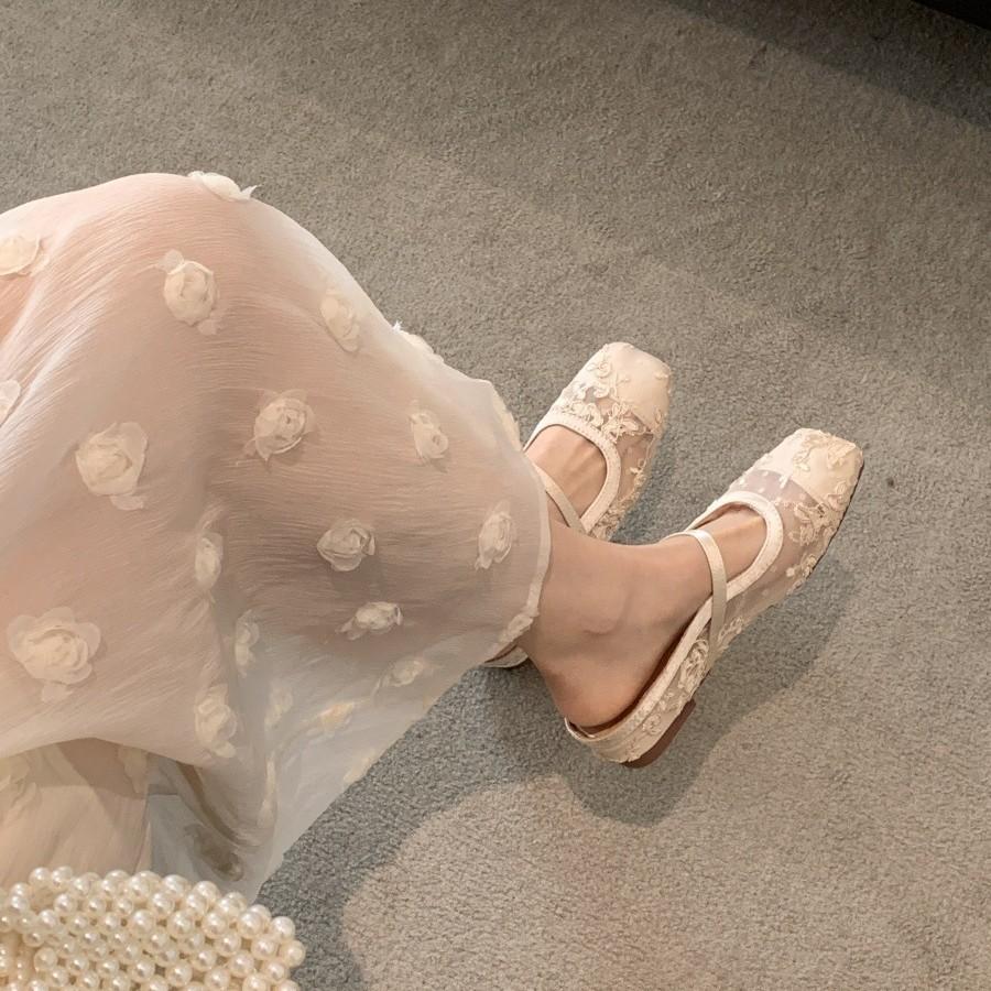 Knock Beauty Fairy Style Kitten Heel Temperament Pointed Mesh Bag Head High Heels 2025 Summer Fashion Korean Version of Sandals Women