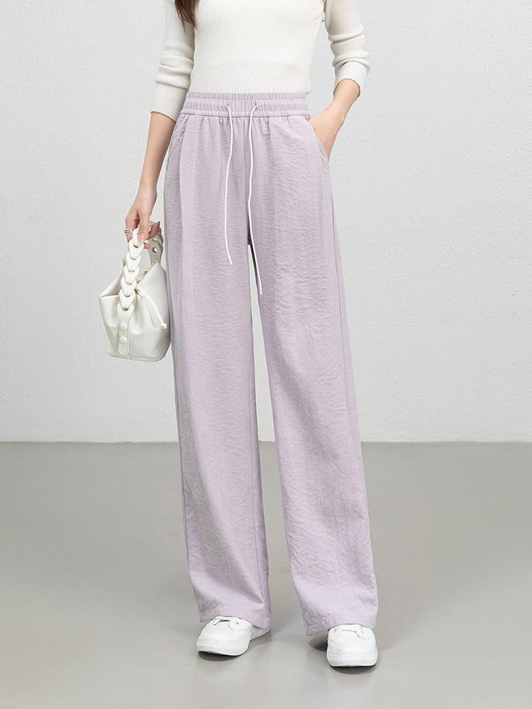 Cloud-Feel Velvet Elastic Waist Drawstring High-Waisted Wide-Leg Summer Pants