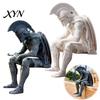 Roman Centurion Figurine Sitting Statue, Shelf Sitter Soldier Figurine, Indoor Outdoor Garden Statue Ancient Armored Warrior Ornament for Bookshelf