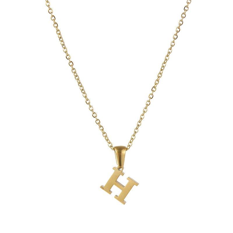 Fashionable 18k Gold Stainless Steel Mini Letter Necklace For Women Trendy Titanium Steel Pendant Necklace