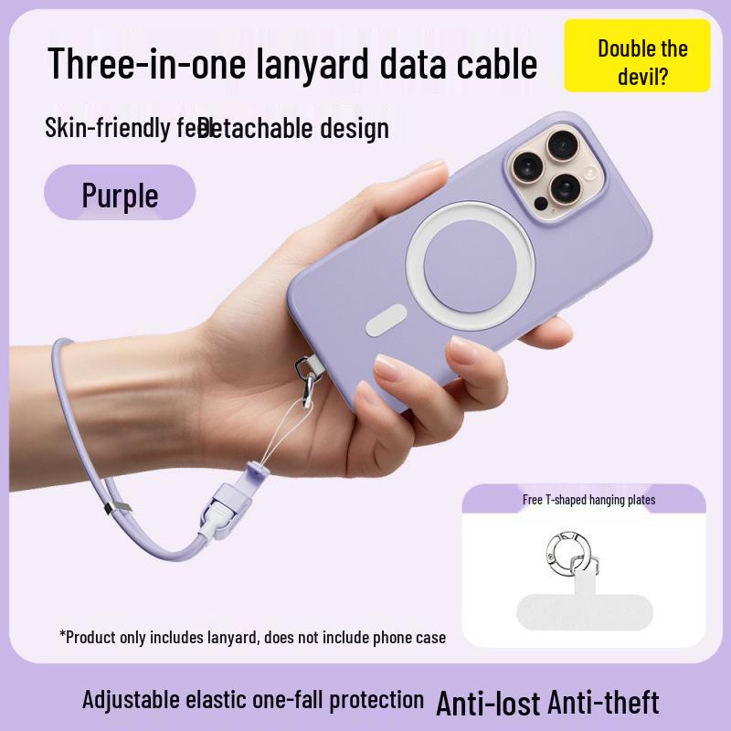

Плетеный кабель-шнурок для быстрой зарядки 3-в-1 PD65W для Huawei/Apple Purple C-L