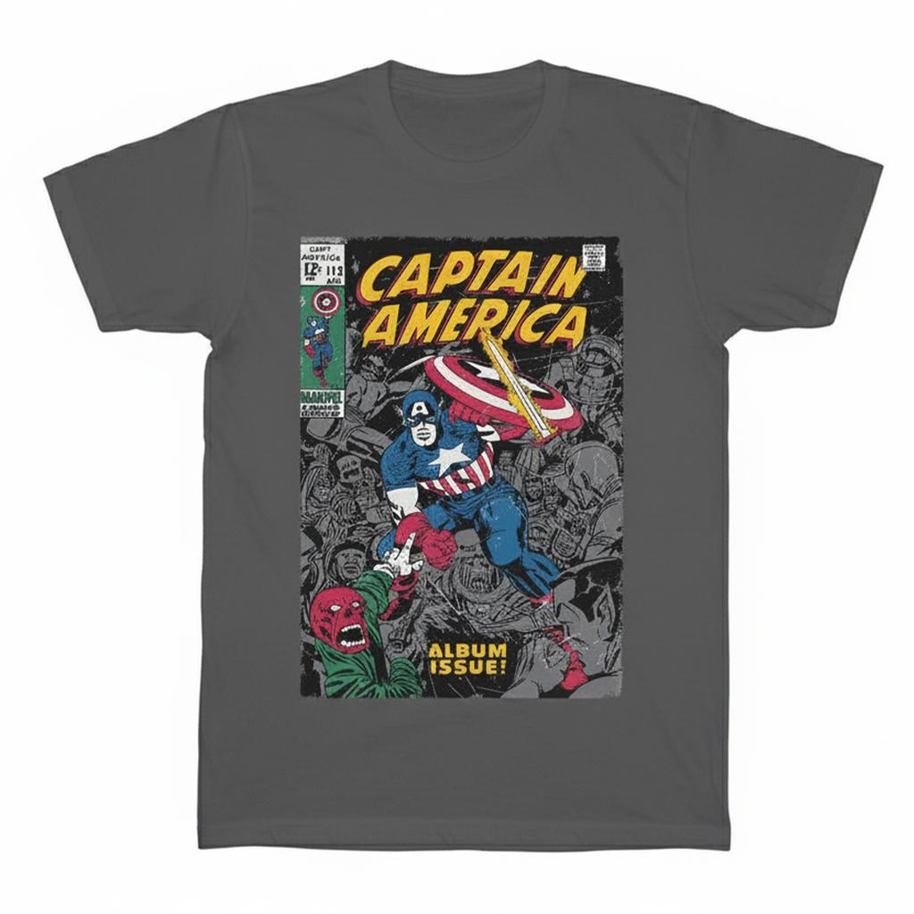 Marvel Mens Captain America Album Issue Cover T-Shirt
