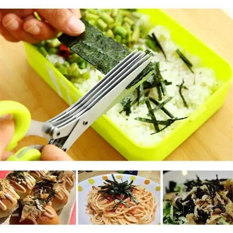 

Multilayer Kitchen Scissors Stainless Steel Vegetable Cutter Scallion Herb Nori Spice Cooking Tools Cutting Kitchen Accessories