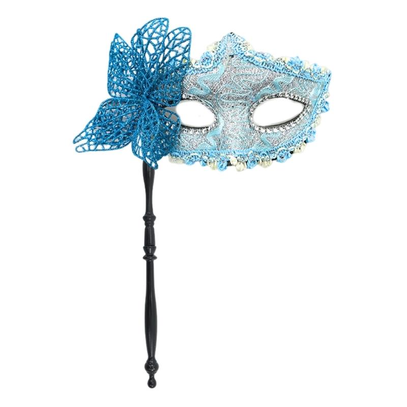 

Маска для Хелловінської вечірки, маска на пів обличчя з тримачем, маска для Масляної неділі для жінок