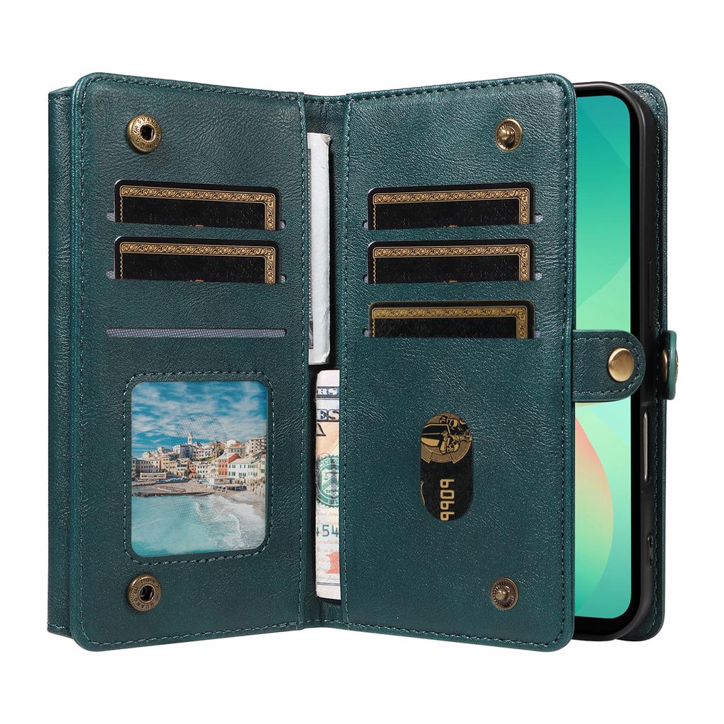 Für Samsung Galaxy A16 4G/Galaxy A16 5G/Galaxy A26 5G Hülle YIKATU YK-008 Reißverschluss-Geldbörse Leder-Handyhülle mit Schultergurt