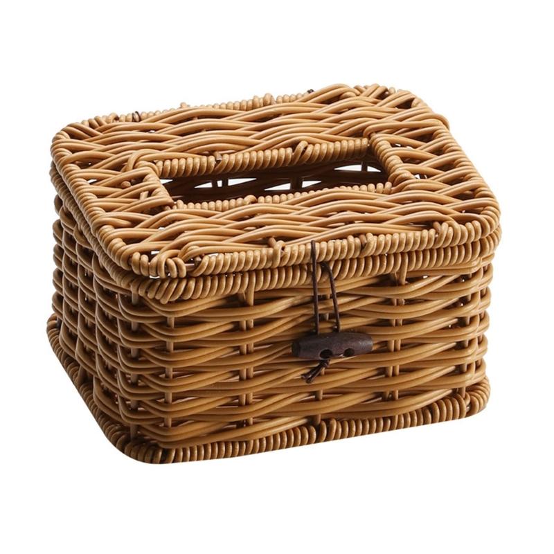 

Tissue Dispenser Decorative Rattan Napkin Holder Easy Install Paper Towel Container for Living Room Bedroom Decoration S