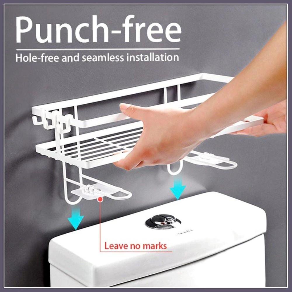 Bohrfreies Badezimmerregal Multifunktions-Organizer-Ablage Hochwertiges Aufbewahrungsregal Toilette