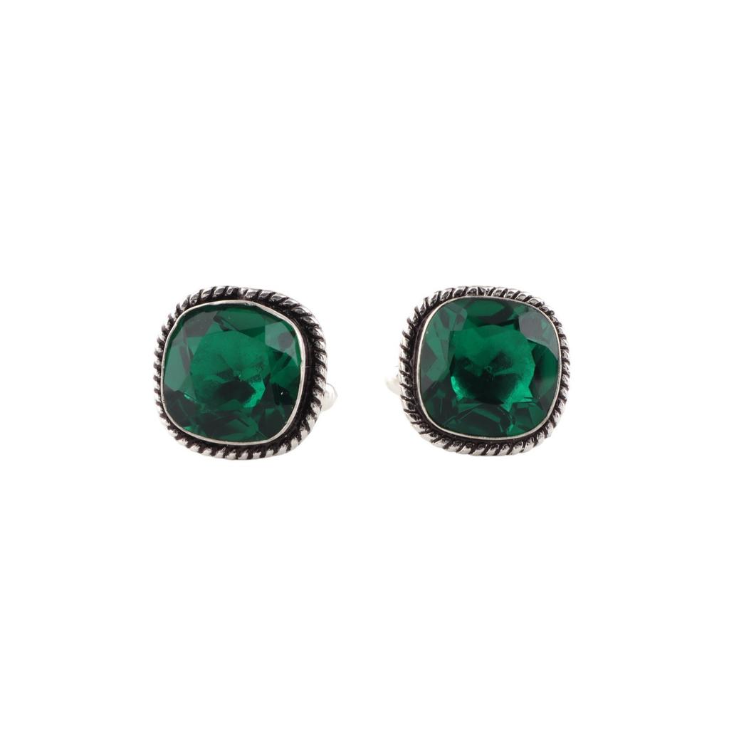 Chrome Diopside Gemstone 925 Sterling Silver Jewelry Handcrafted Cufflinks 0.61" CL-7-7