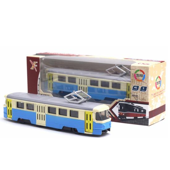 Classic Train Tram Diecast Pull Back Model with LED Music Developmental Kids Toy
