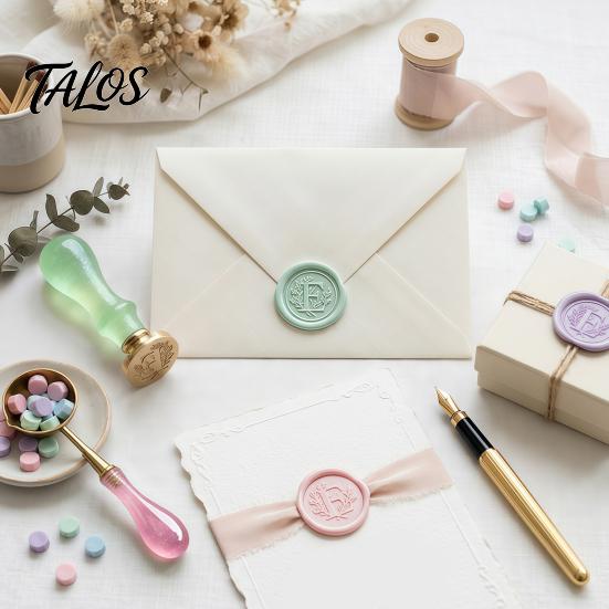 DIY Crafting Accessories Wax Seal Kit, with Sealing Beads Spoon And Candles, Handmade Stationery Tools Stamp for Wedding Invitations Envelopes