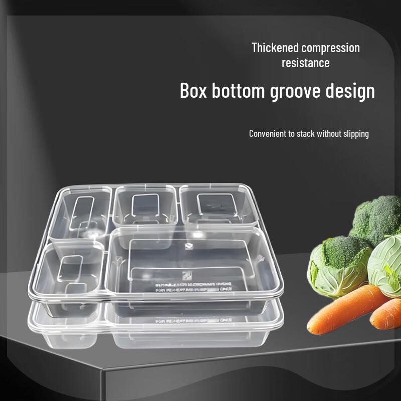 Disposable 5-Compartment Microwaveable Meal Prep Containers