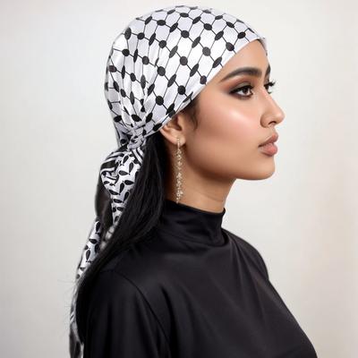 Nowy szalik palestyński Keffiyeh dla kobiet, drukowany kwadratowy szalik, muzułmański hidżab, satynowa chusteczka jedwabna, bandana, szalik, chusta na głowę