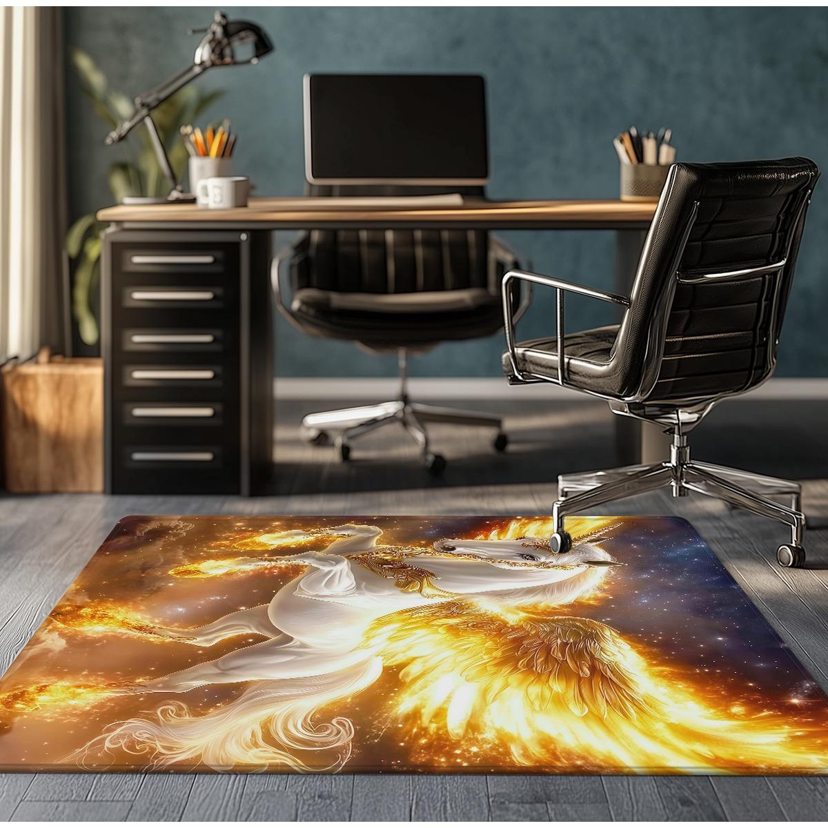 flaming unicorn crystal velvet rug fantasy mythical creature gaming room decor magical horse design soft non slip area rug for 50x80cm