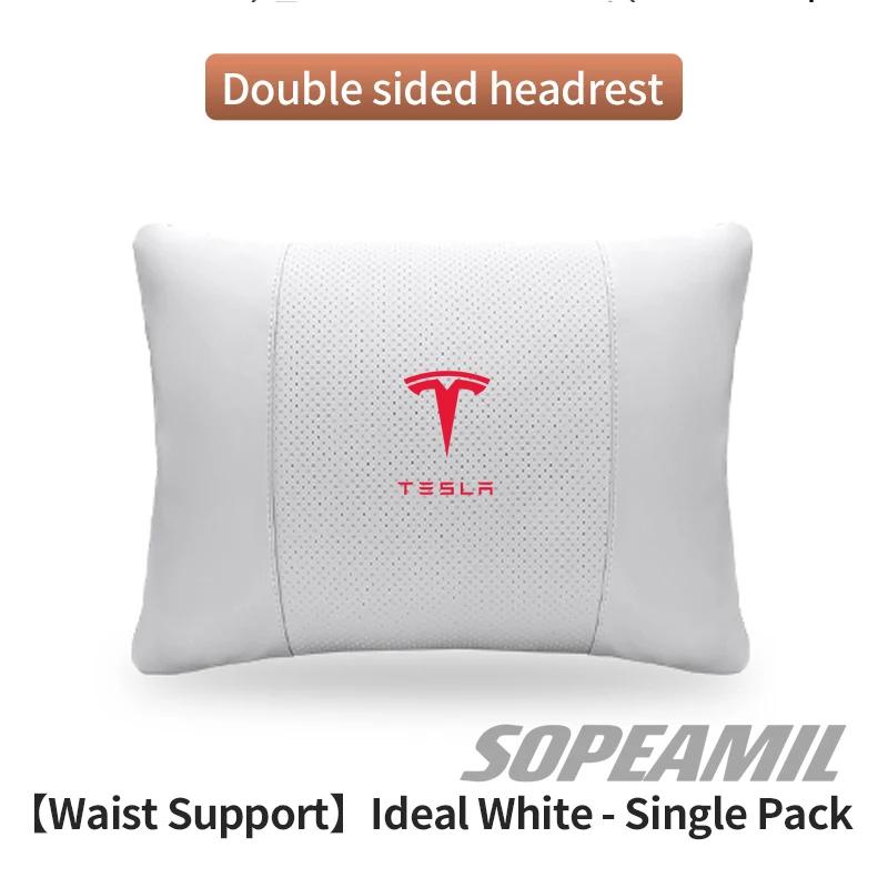 Tesla Cybertruck Model 3 Model Y Model S Model X Car Double-Sided Suede Leather Headrest Neck Support Pillow Seat Waist Cushion