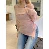 2024 Summer New Arrival Fashion Wind Sexy off-the-Shoulder Long Sleeves Tops Halter Spaghetti Straps Asymmetrical Knitwear
