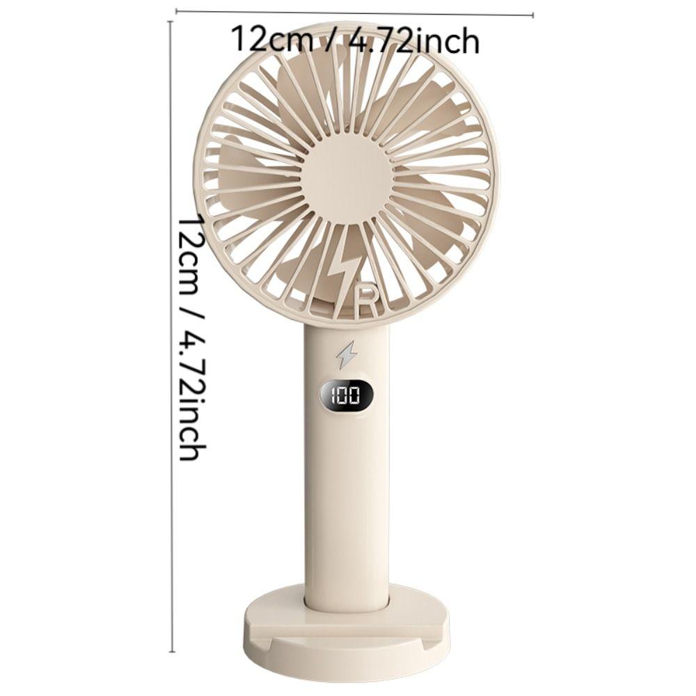 LCD Display Mini Fan With Phone Holder 5-Speed Wind Desk Fan Portable Charging Fan