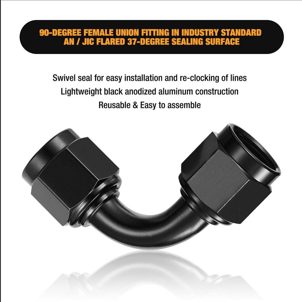 AN Female To AN Female 90 Degree Swivel Coupler Union Fitting Adapter Aluminum