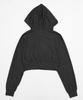 WEGO Figments Ribbed Knit Short Double Zip Black Hoodie, Women's,