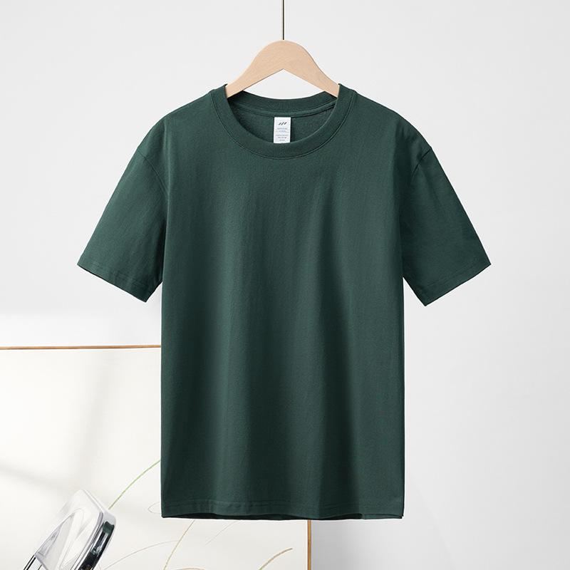 Kurzarm-T-Shirt aus reiner Baumwolle mit Rundhalsausschnitt für Damen, einfarbig, halbärmeliges Basis-T-Shirt