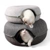Donut Kattenbed voor 2 Katten Huisdier Kat Tunnel Speelgoed Kittenhuis Mand Interactief Speelspeelgoed voor Katten Natuurlijk Vilt Konijnenhol Nest
