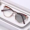 New Fashion Women Cat Eye Photochromic Myopia Glasses lady's Anti Blue Light Near Sight Eyewear Outdoor Color Changing UV protection Sunglasses -4.0
