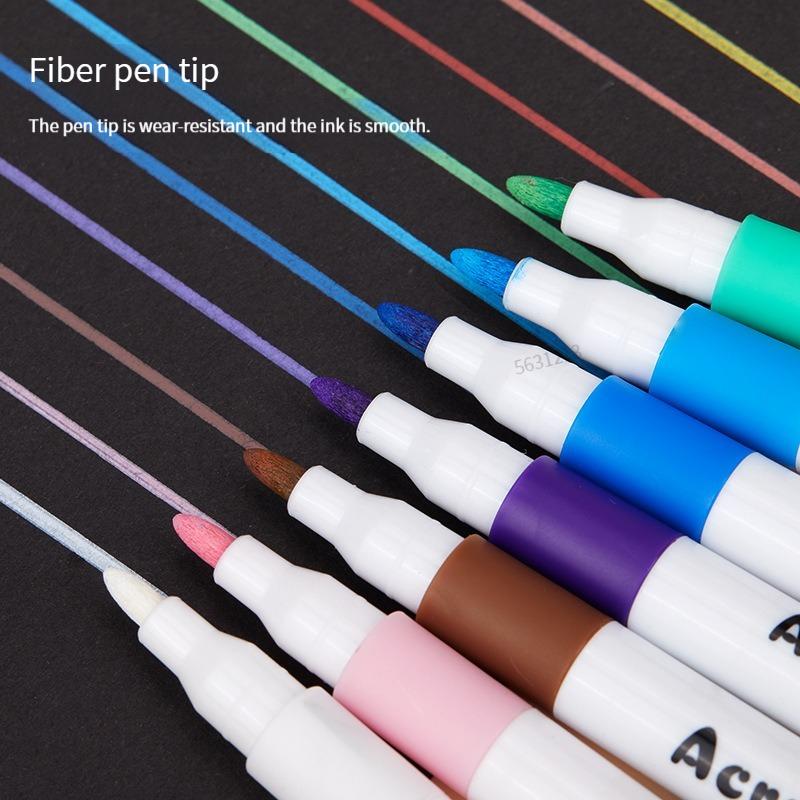 12/60 Colors Acrylic Marker Rock Painting Kit for Kids Children Stone Paint Pens Collection Ceramic Glass Wood DIY Crafts Art Supplies