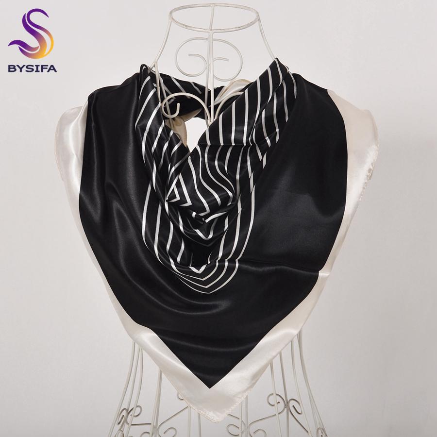 [BYSIFA] Ladies Sweet Pink Purple Square Scarves Autumn Winter Satin Scarves Muslim Headscarves 90*90cm Crepe Satin Silk Scarf