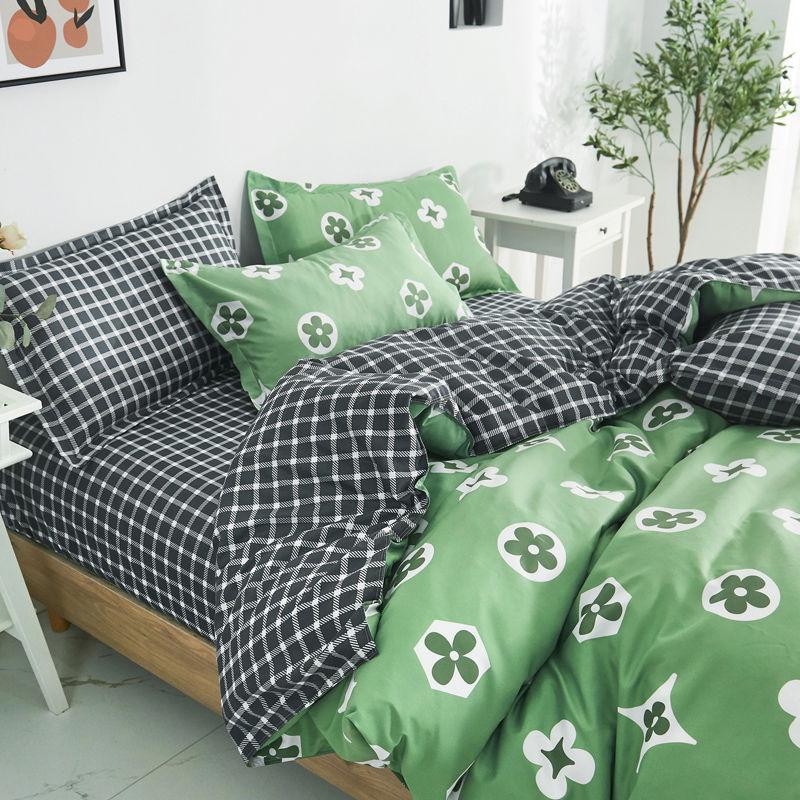 Four-piece Bedding Washed Cotton Single Double Student Three-piece Bed Linen Quilt Cover Pillowcase