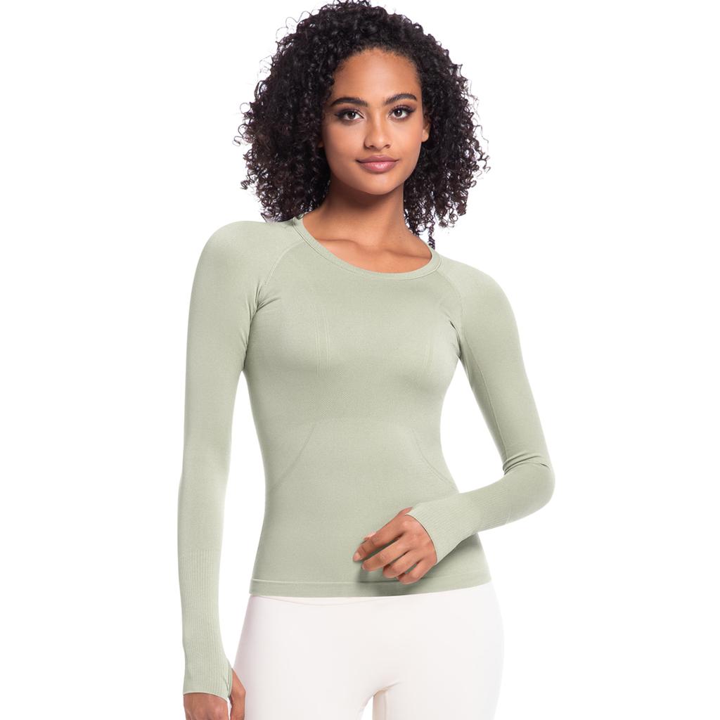 Nessaj Yoga Shirts mit Daumenloch Damen Langarm Sport Fitness Top Schnelltrocknendes Lauf-T-Shirt