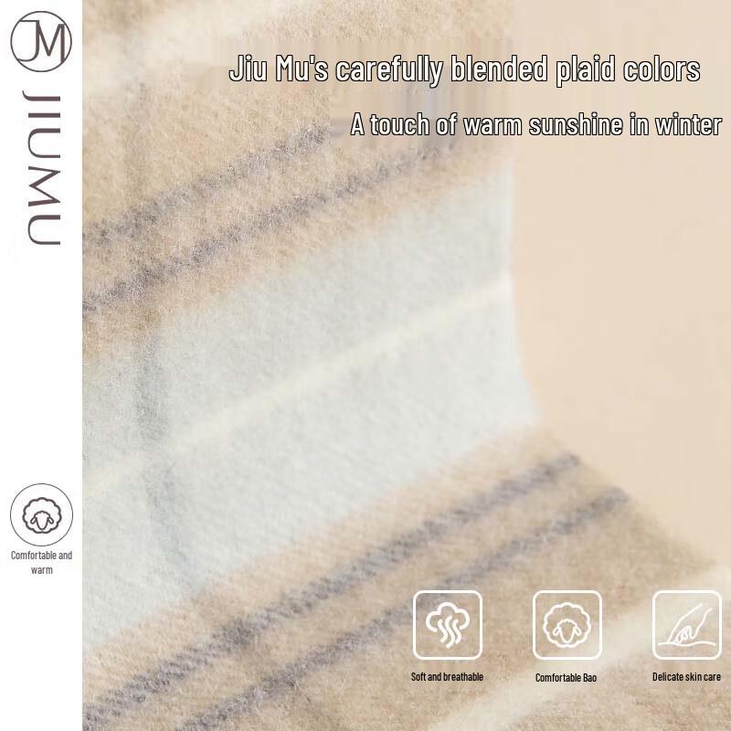 JIUMU Women's Thick Warm Plaid Wool Scarf